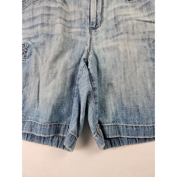 LRL Lauren Jeans Co Shorts Womens 10 Blue Cargo Denim Flat Front Ties - Picture 3 of 10